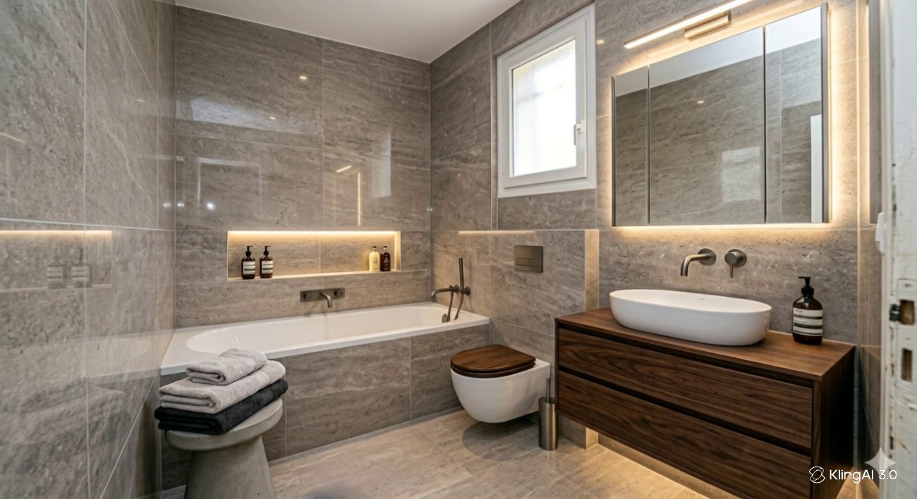 Salle de bain renovee style moderne